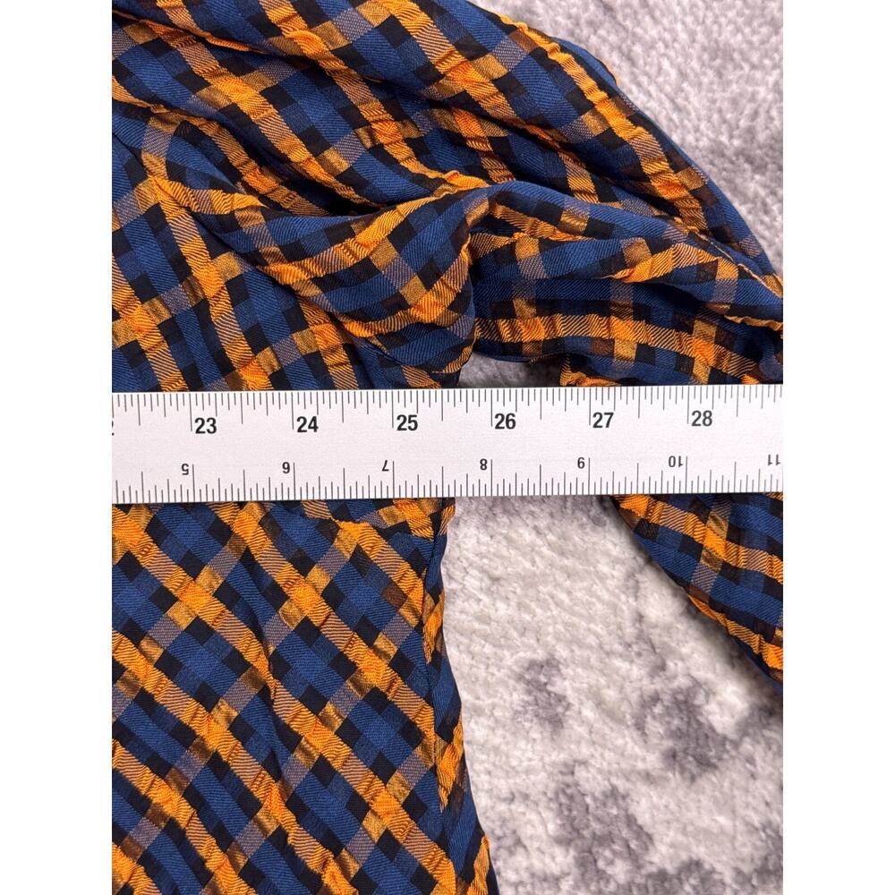 Eva Franco Navy and Orange Plaid Collarless Tunic Blouse- size 22w - Picture 4 of 8